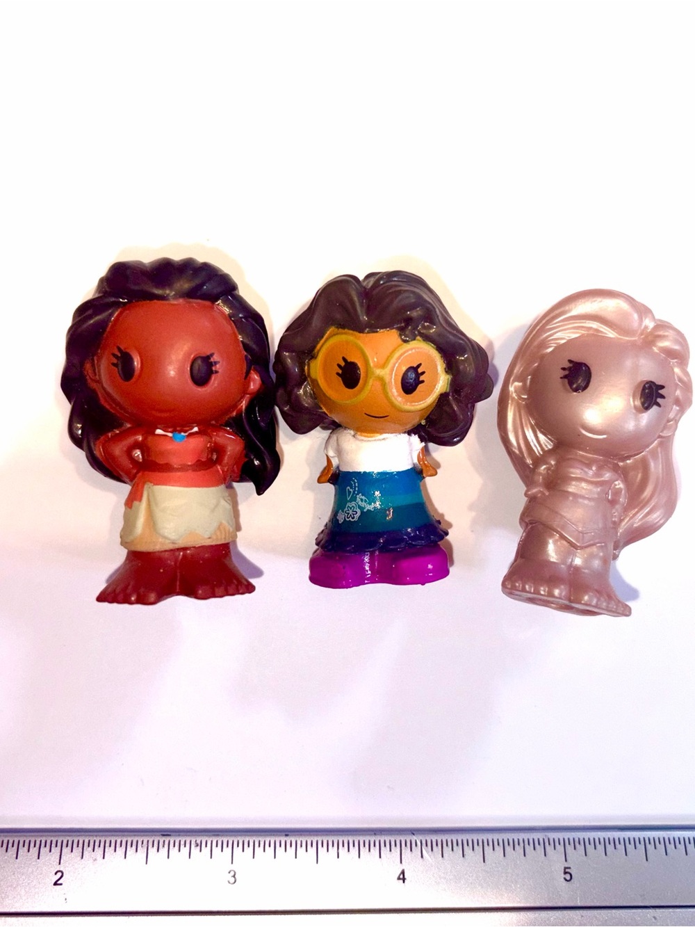 3 Rubber Disney Character Pencil Toppers Moana, Mirabel, Rapunzel; crafting